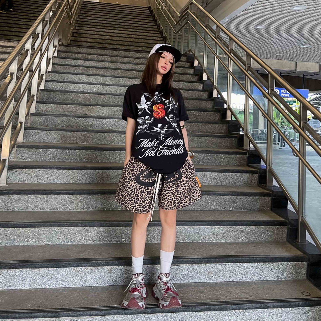 LOGO CHEETAH NYLON SHORT