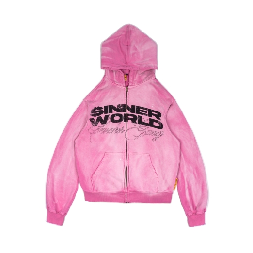 $INNER WORLD WASHED HOODIE IN PINK