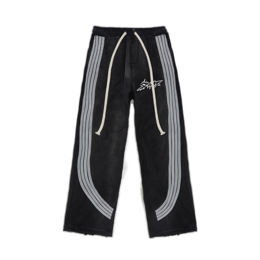 LOGO STRIPES WASHED SWEAT PANTS IN BLACK