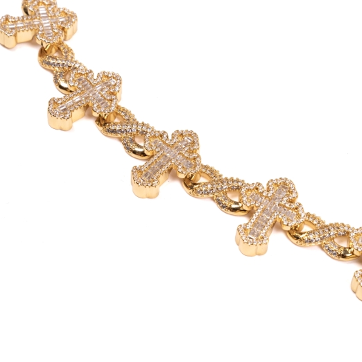 ICED OUT CROSS CUBAN LINKS BRACELET
