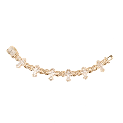 ICED OUT CROSS CUBAN LINKS BRACELET