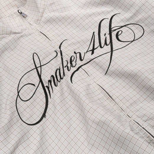$MAKER4LIFE CHECKERED NYLON JACKET IN CREAM