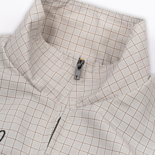$MAKER4LIFE CHECKERED NYLON JACKET IN CREAM