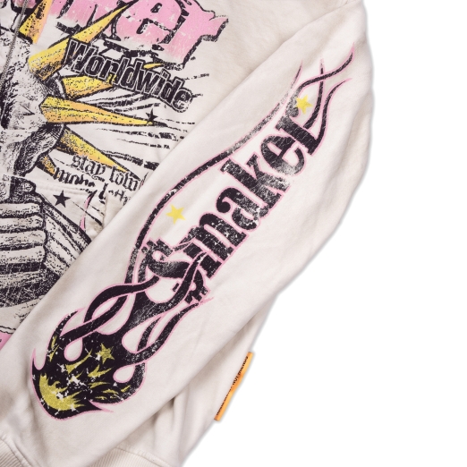 WORLDWIDE WASHED HOODIE IN CREAM