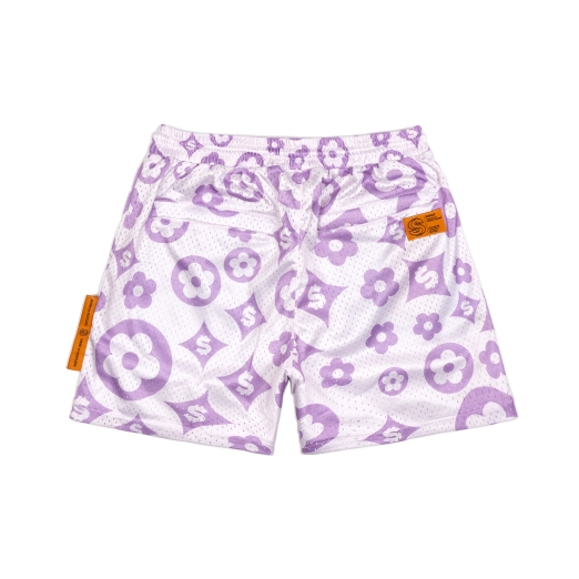 FLOWER LOGO MESH SHORTS IN PURPLE 
