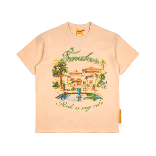 RICH IS MY VIBE TEE IN TAN 