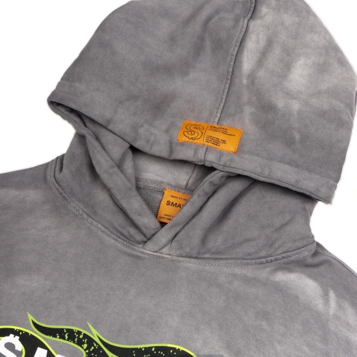 TRIBAL LOGO WASHED HOODIE IN GREY
