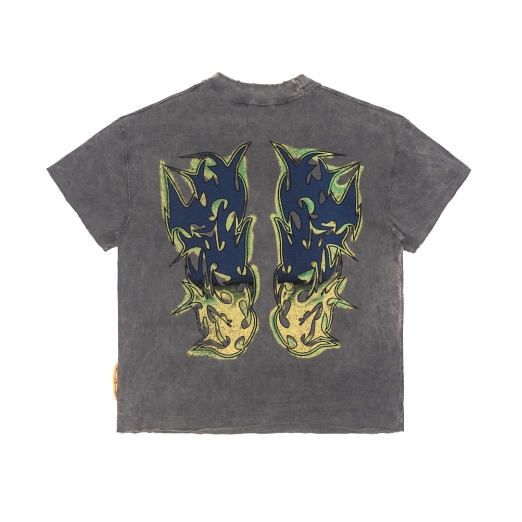 TRIBAL LOGO WASHED TEE IN GREY