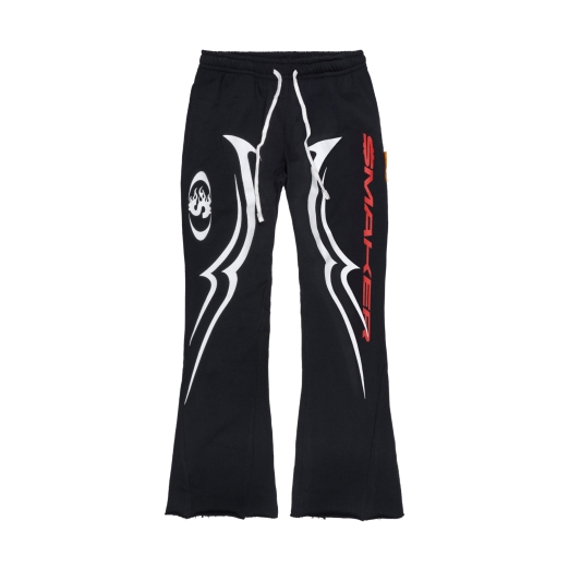 SMAKER FLAME FLARE SWEAT PANTS IN BLACK 