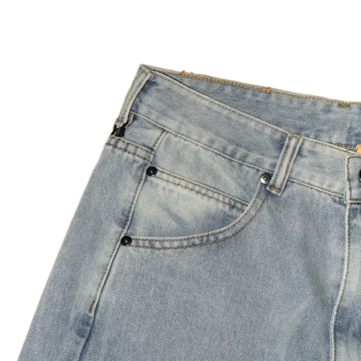DISTRESSED WASHED BAGGY SHORT JEANS IN BLUE