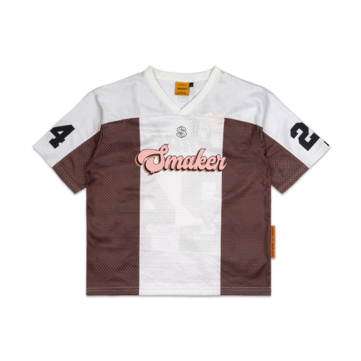 24 MESH JERSEY IN STRIPE WHITE/ BROWN