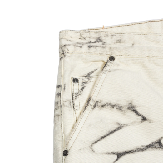 WAVY WASHES DOUBLE KNEES BAGGY SHORTS IN WHITE