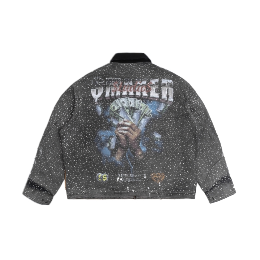 $MAKER $TUDIO $WAROVSKI WASHED WORKER JACKET IN GREY