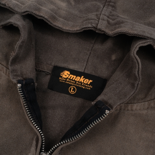 NEW LOGO WASHED ZIP HOODIE IN BROWN