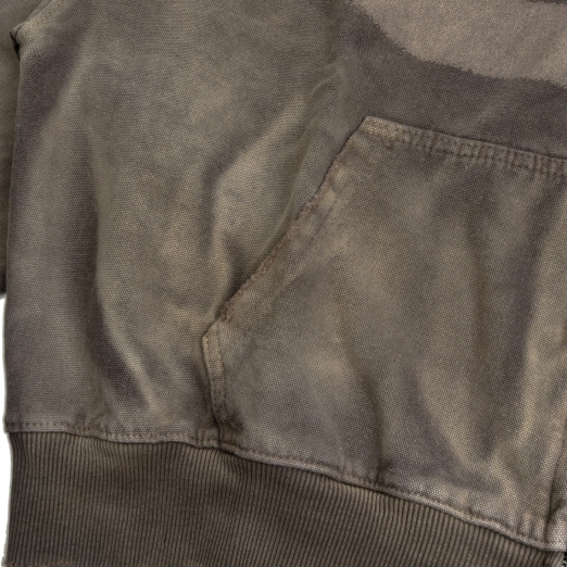 NEW LOGO WASHED ZIP HOODIE IN BROWN