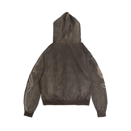 NEW LOGO WASHED ZIP HOODIE IN BROWN