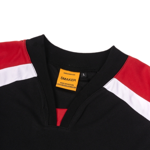 $MAKER SPEEDWAY SOCCER JERSEY IN BLACK/RED