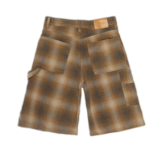 PLAID WASHED BAGGY SHORT