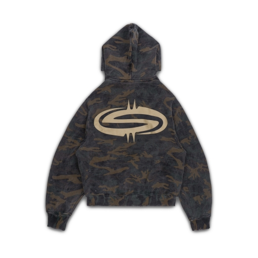 LOGO WASHED HOODIE IN CAMO