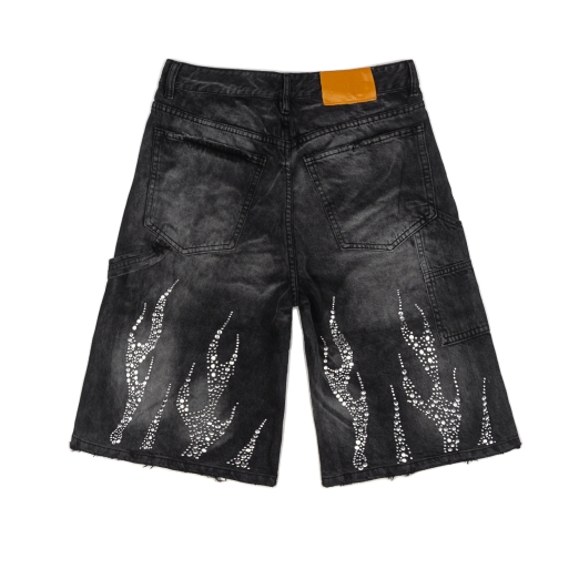 DIAMOND FLAME WASHED BAGGY SHORT IN GREY