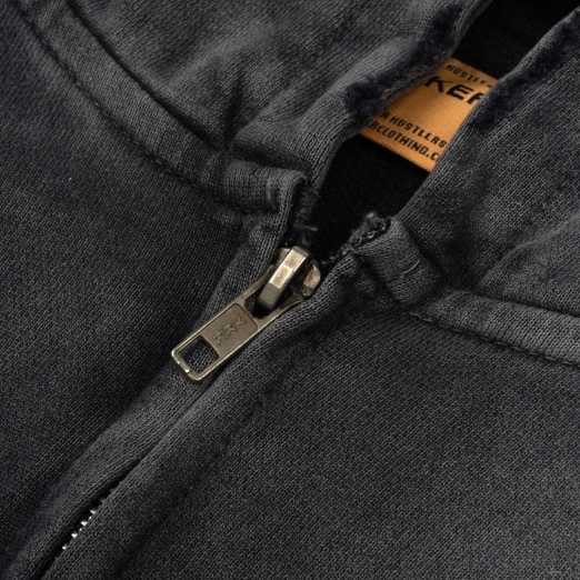 $MAKER WEB DOUBLE ZIPS WASHED HOODIE IN GREY