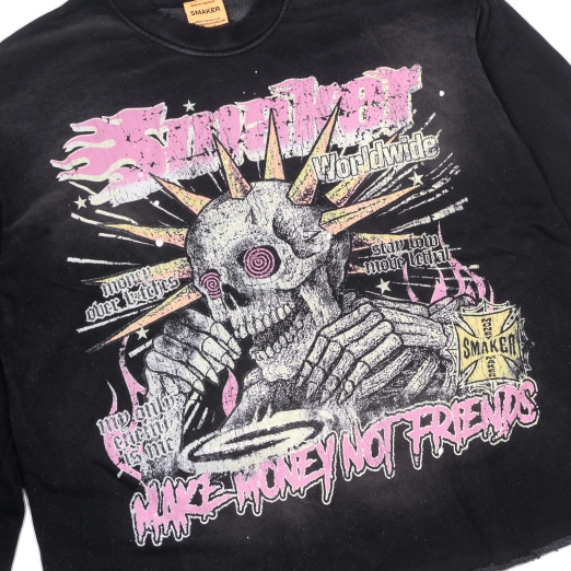 $MAKER WORLDWIDE WASHED SWEATER IN BLACK