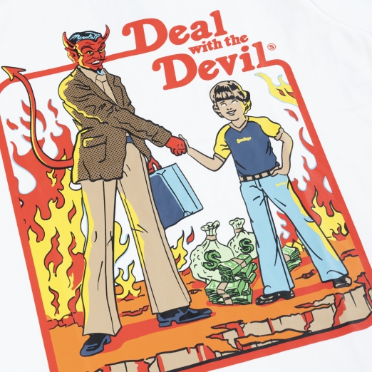 DEAL WITH THE DEVIL TEE IN WHITE