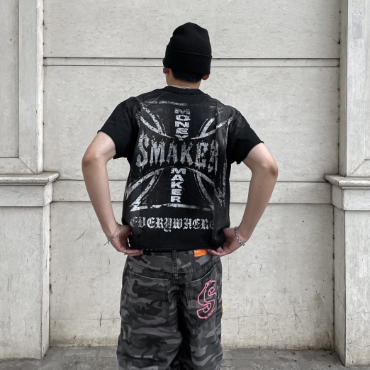 $MAKER EVERYWHERE CROSS WASHED TEE IN BLACK