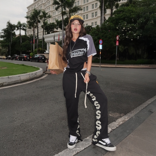 LOGO STRIPES FLARE SWEAT PANTS