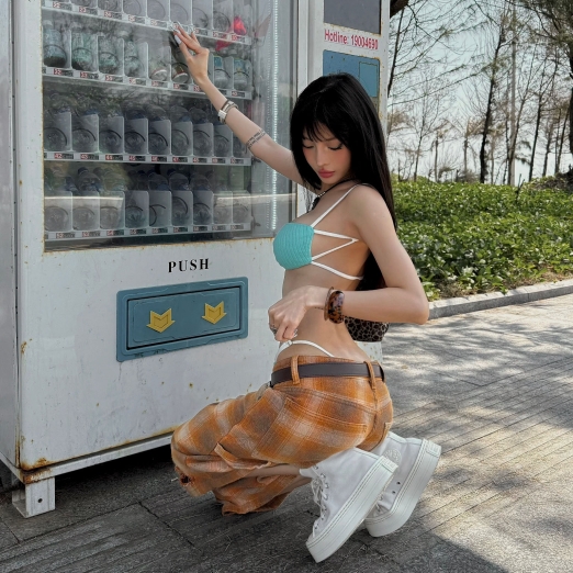 PLAID WASHED BAGGY SHORT