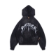 FLAME $MAKER WASHED ZIP HOODIE IN BLACK